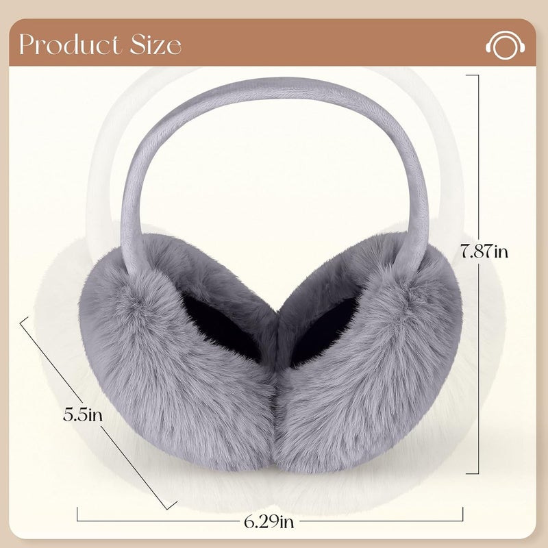 Lainlight Store Earmuffs for Women Winter Warm Foldable Ear Muffs Faux Fur Cute Fuzzy Ear Warmers for Girls Women - Image 2